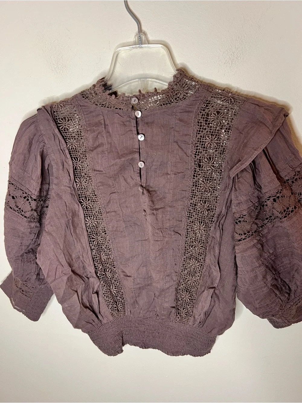 Free People One Sydney Blouse Cotton Brown Size Small
